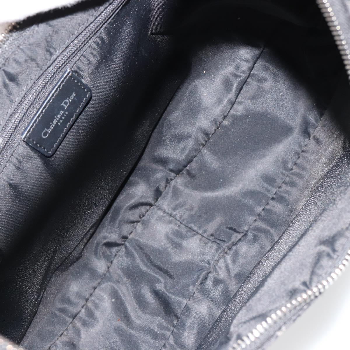 Christian Dior Trotter Canvas Street Chic Shoulder Bag Black Silver Auth 183160