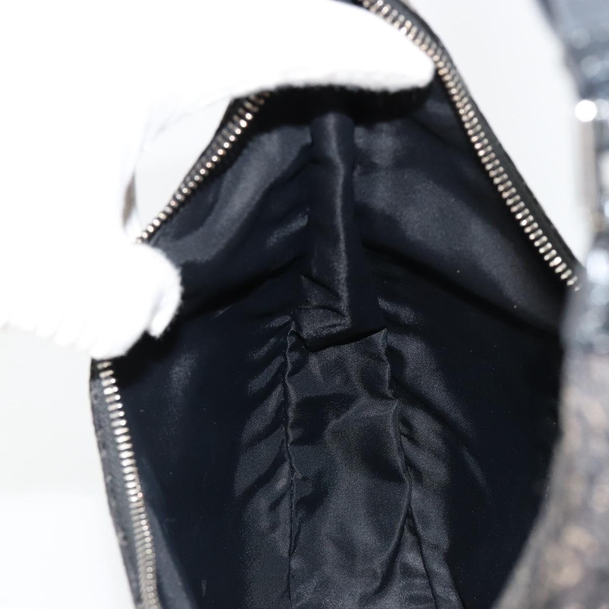 Christian Dior Trotter Canvas Street Chic Shoulder Bag Black Silver Auth 183160