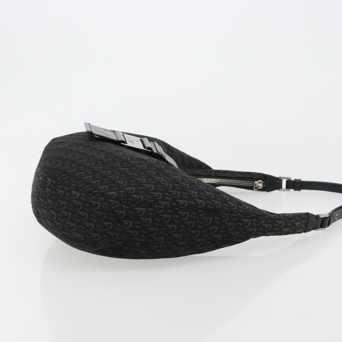 Christian Dior Trotter Canvas Street Chic Shoulder Bag Black Silver Auth 183160