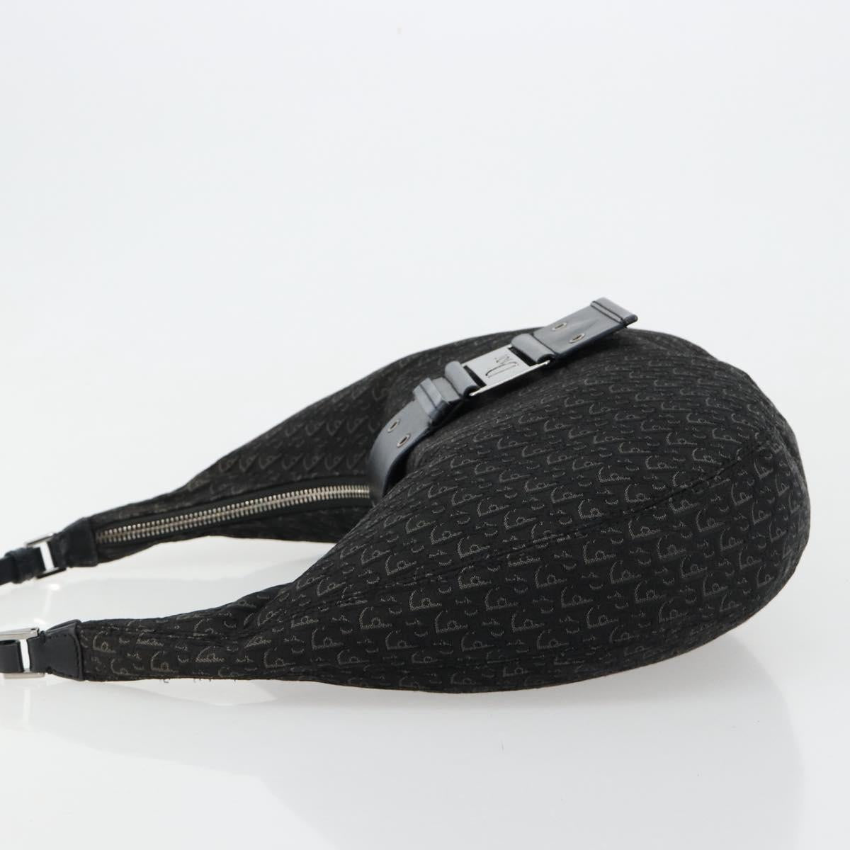 Christian Dior Trotter Canvas Street Chic Shoulder Bag Black Silver Auth 183160