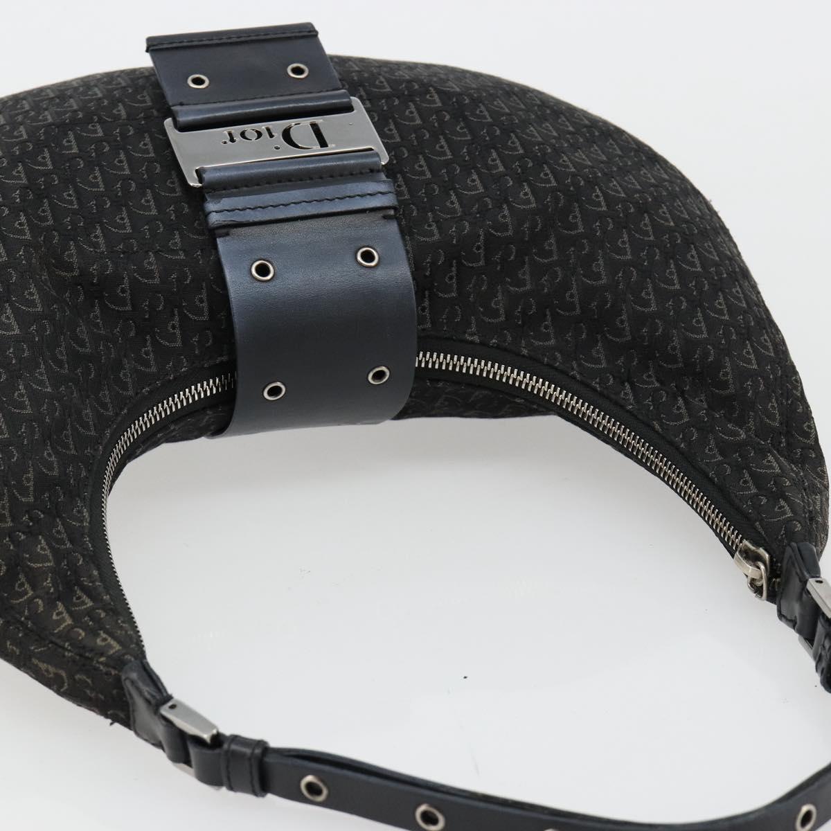 Christian Dior Trotter Canvas Street Chic Shoulder Bag Black Silver Auth 183160