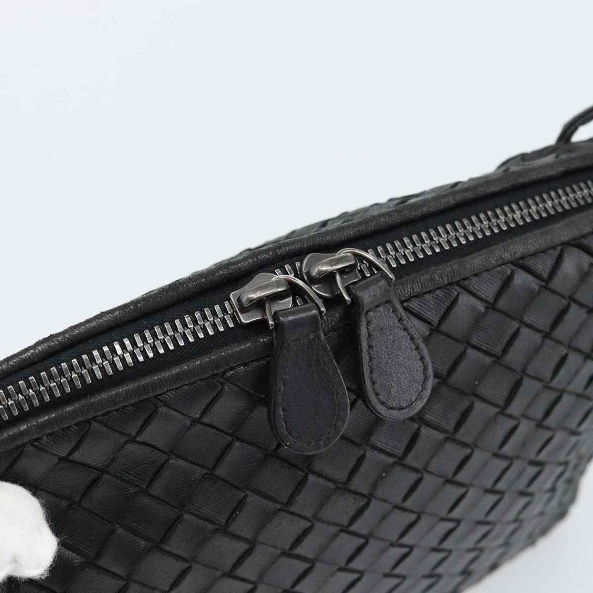 BOTTEGA VENETA INTRECCIATO Shoulder Bag Leather Black Auth 183161A