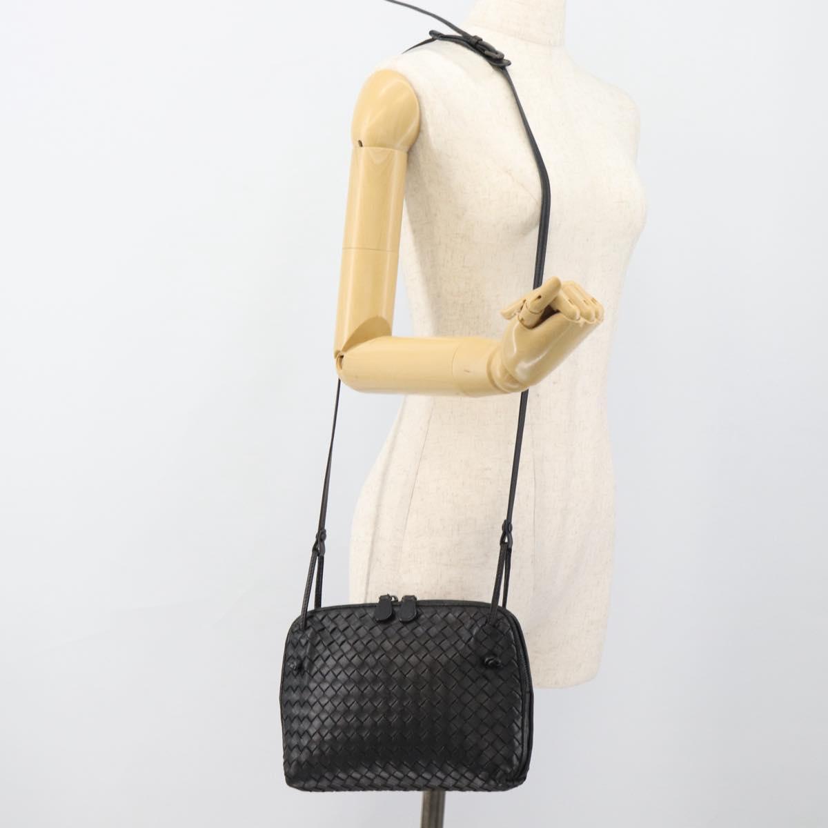 BOTTEGA VENETA INTRECCIATO Shoulder Bag Leather Black Auth 183161A