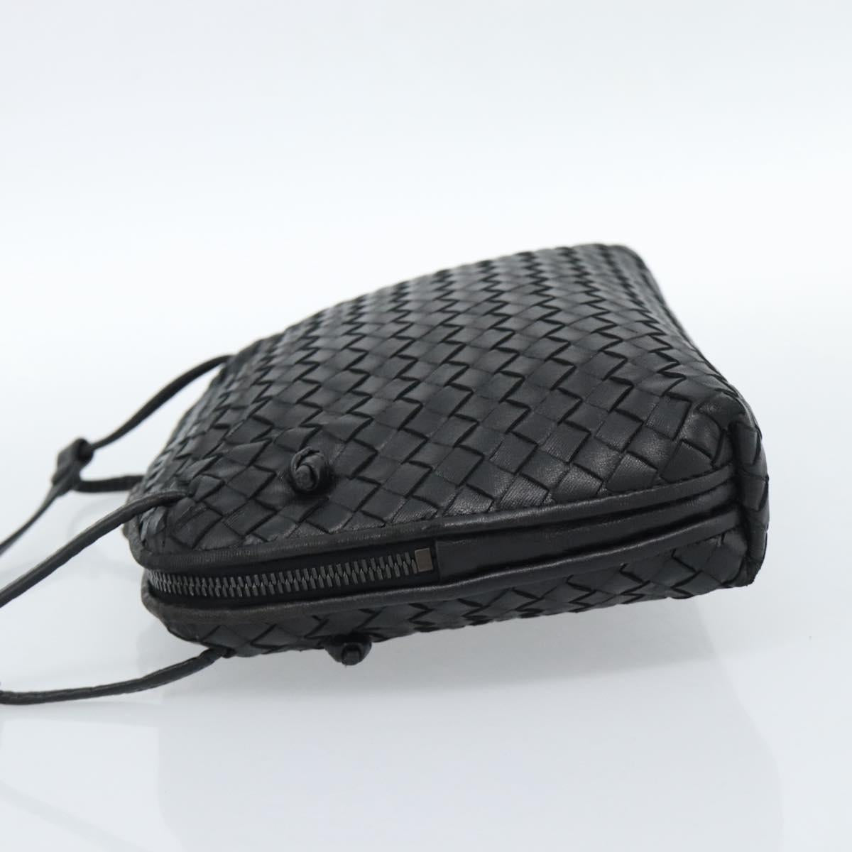 BOTTEGA VENETA INTRECCIATO Shoulder Bag Leather Black Auth 183161A
