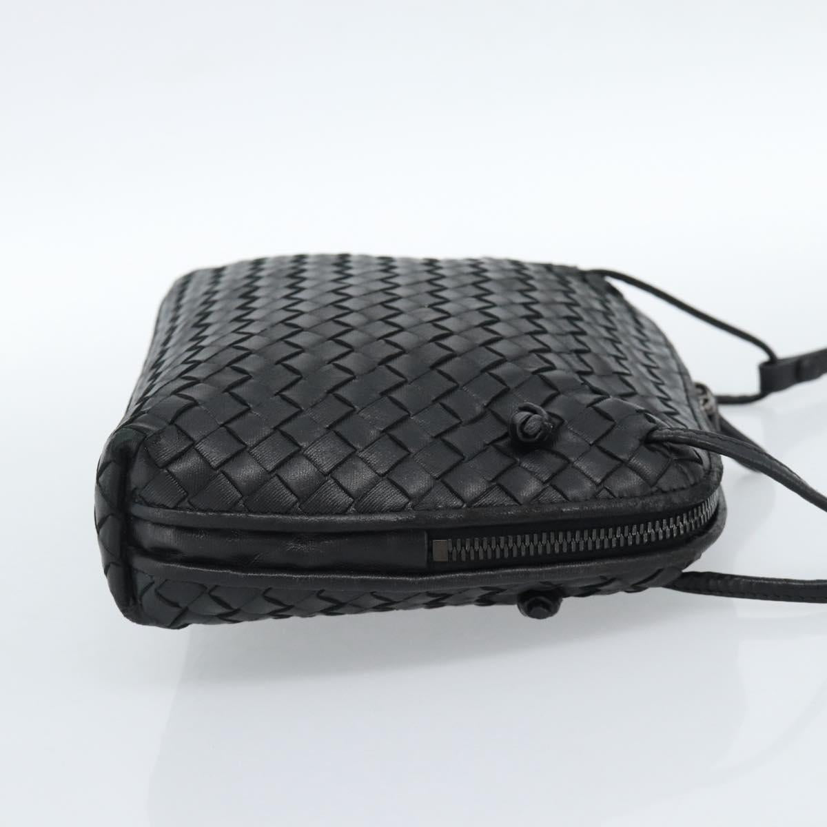 BOTTEGA VENETA INTRECCIATO Shoulder Bag Leather Black Auth 183161A