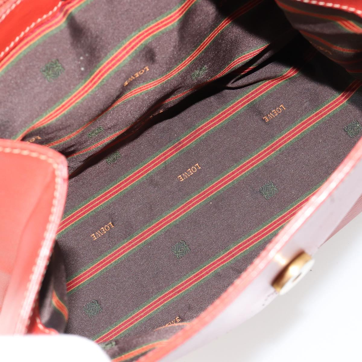 LOEWE Velazquez Hand Bag Leather Red Gold Auth 183162
