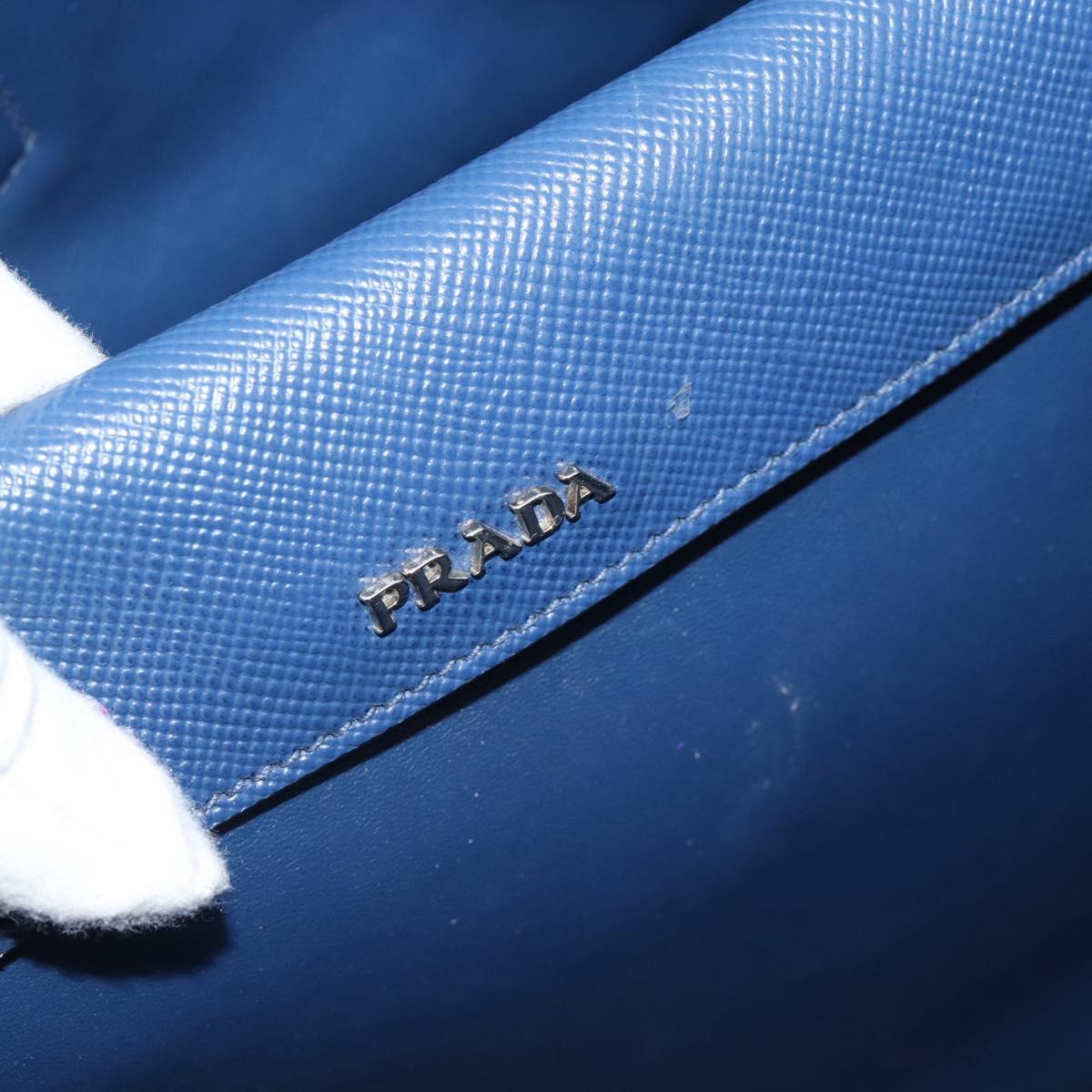 PRADA Tote Bag Denim Blue Silver Auth 183168A