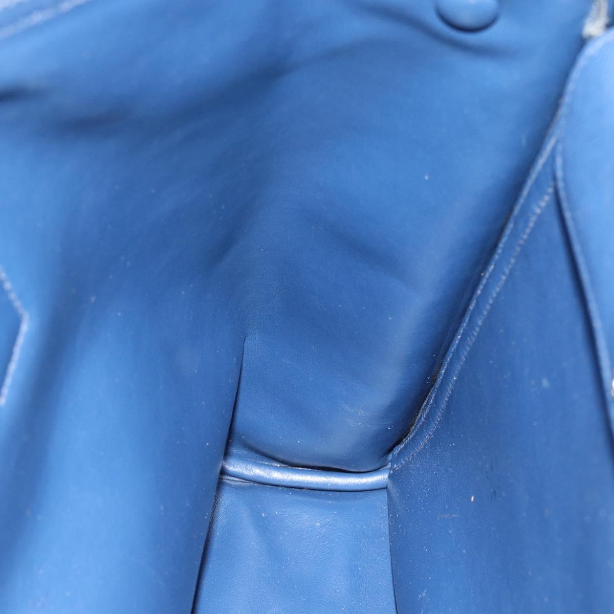 PRADA Tote Bag Denim Blue Silver Auth 183168A