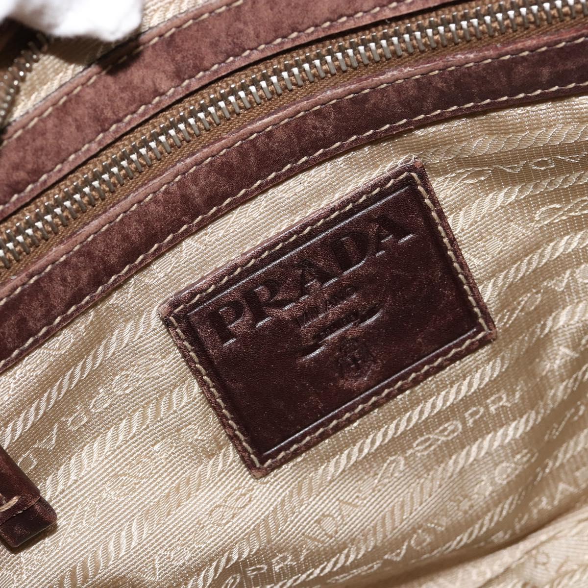 PRADA Shoulder Bag Jacquard Beige Silver Auth 183169