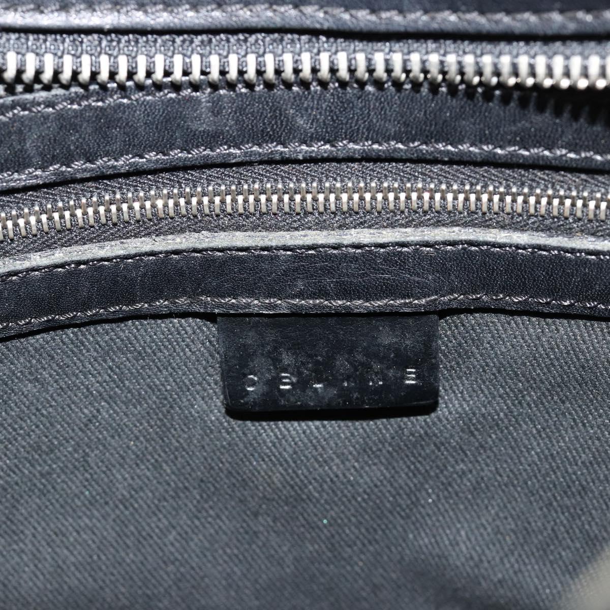 CELINE C Macadam Canvas Shoulder Bag Black Silver Auth 183170