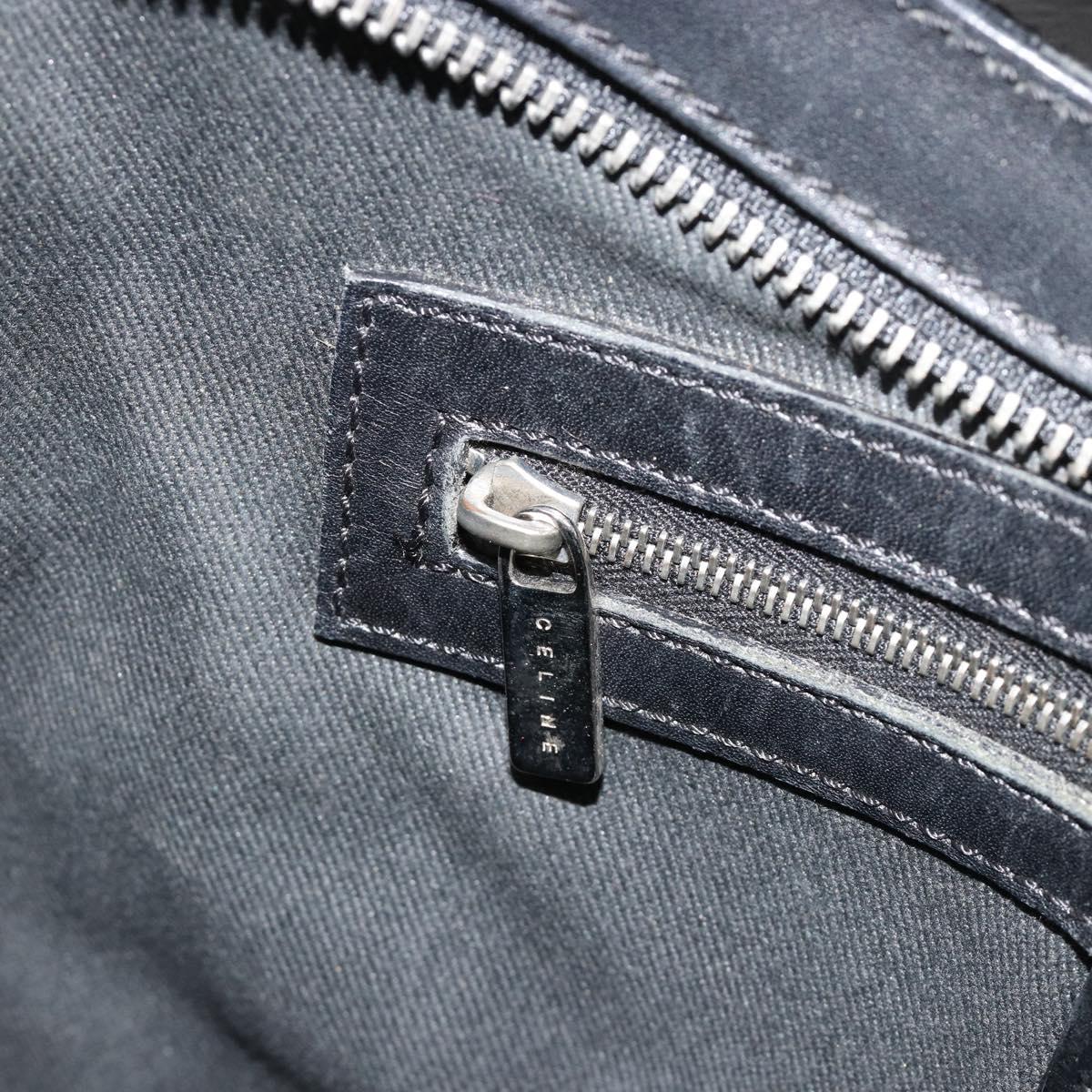 CELINE C Macadam Canvas Shoulder Bag Black Silver Auth 183170