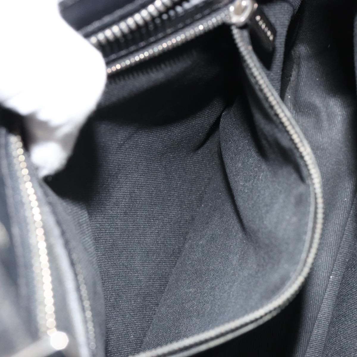 CELINE C Macadam Canvas Shoulder Bag Black Silver Auth 183170