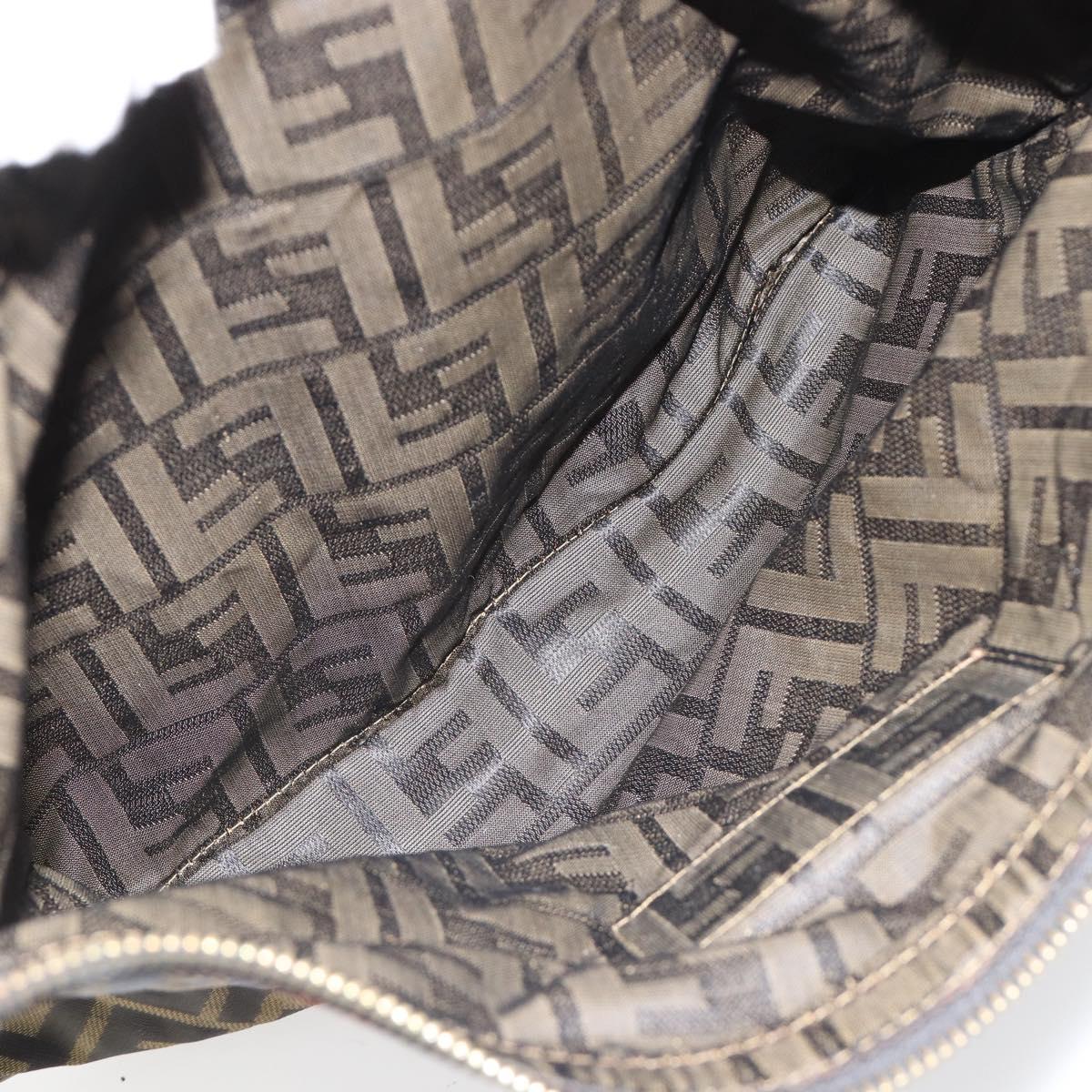 FENDI Zucca Canvas Pouch Black Gold Auth 183171