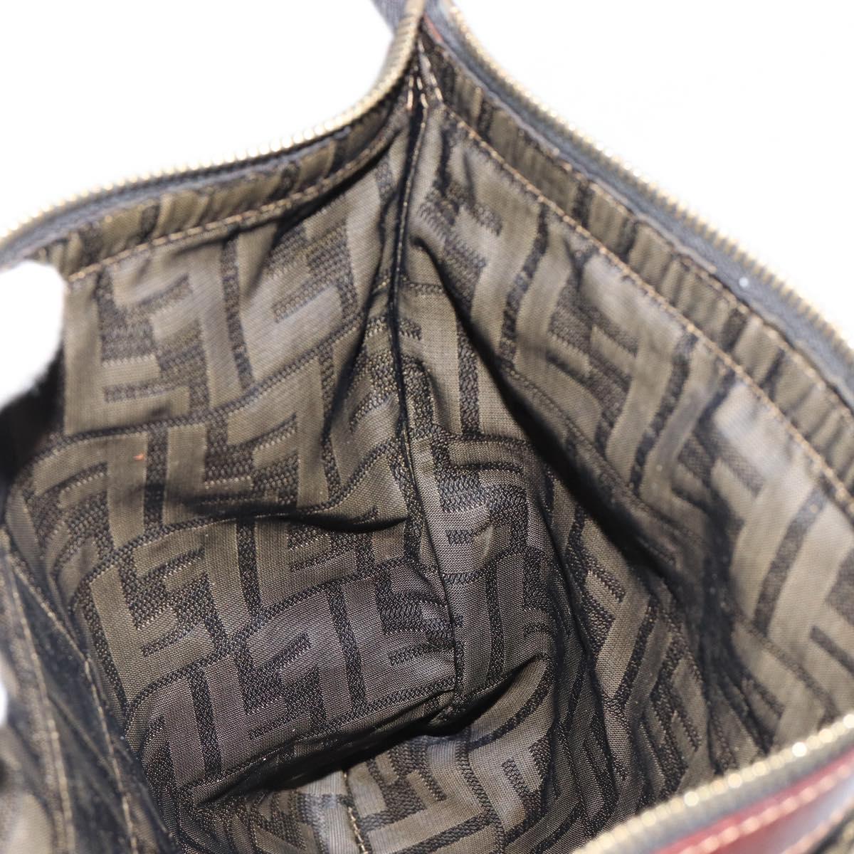 FENDI Zucca Canvas Pouch Black Gold Auth 183171