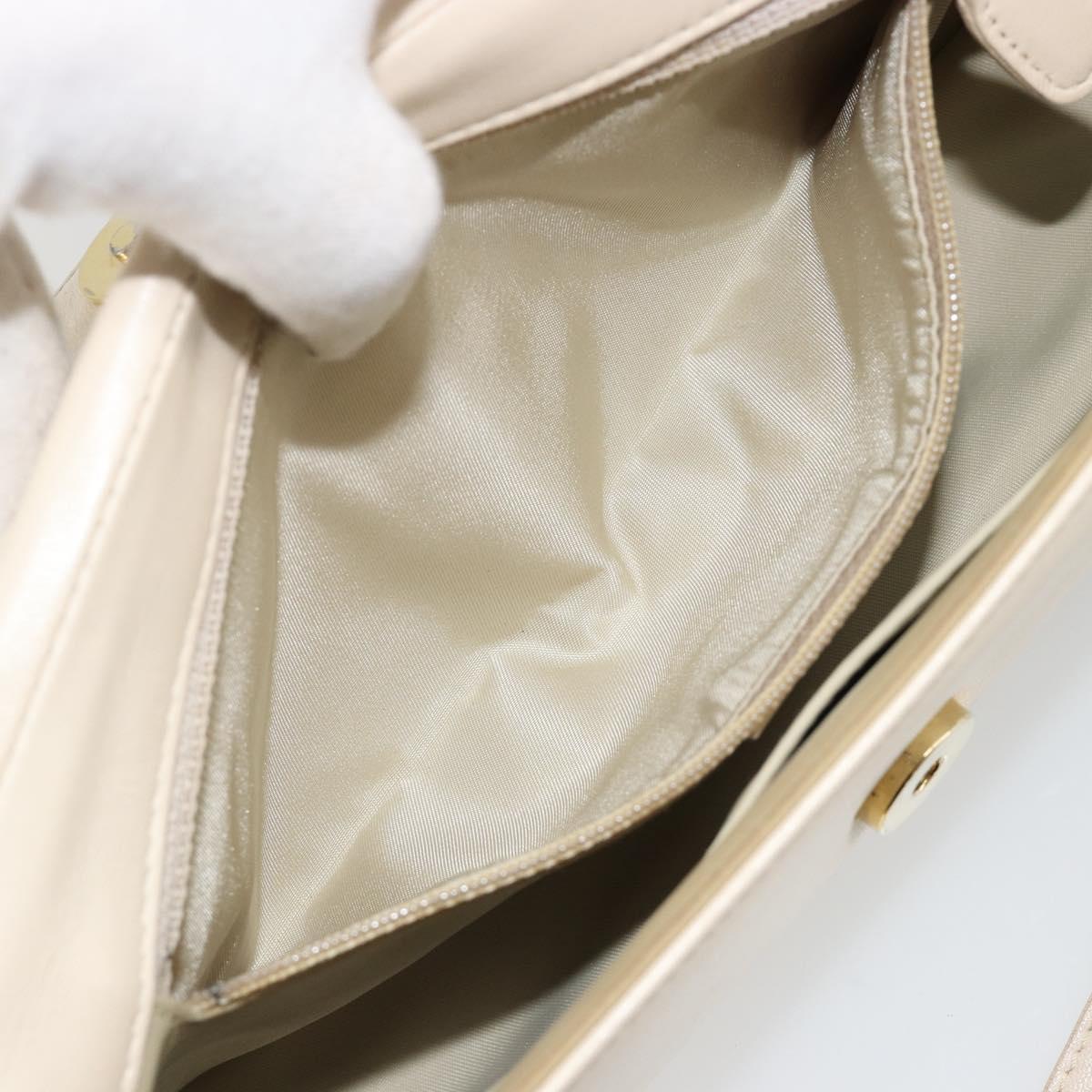 Christian Dior Canage Chain Shoulder Bag Leather Ivory Gold Auth 183173SAV