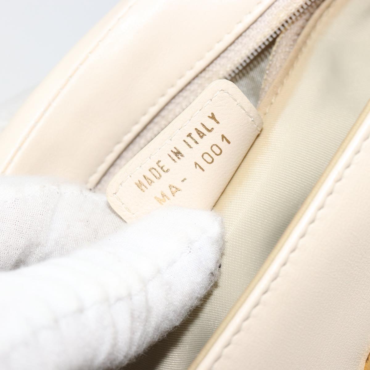 Christian Dior Canage Chain Shoulder Bag Leather Ivory Gold Auth 183173SAV