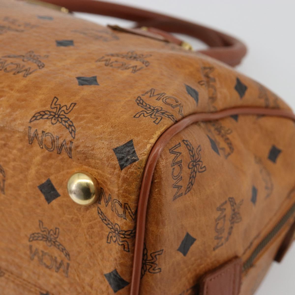 MCM Vicetos Logogram Hand Bag PVC Leather Brown Gold Auth 183174