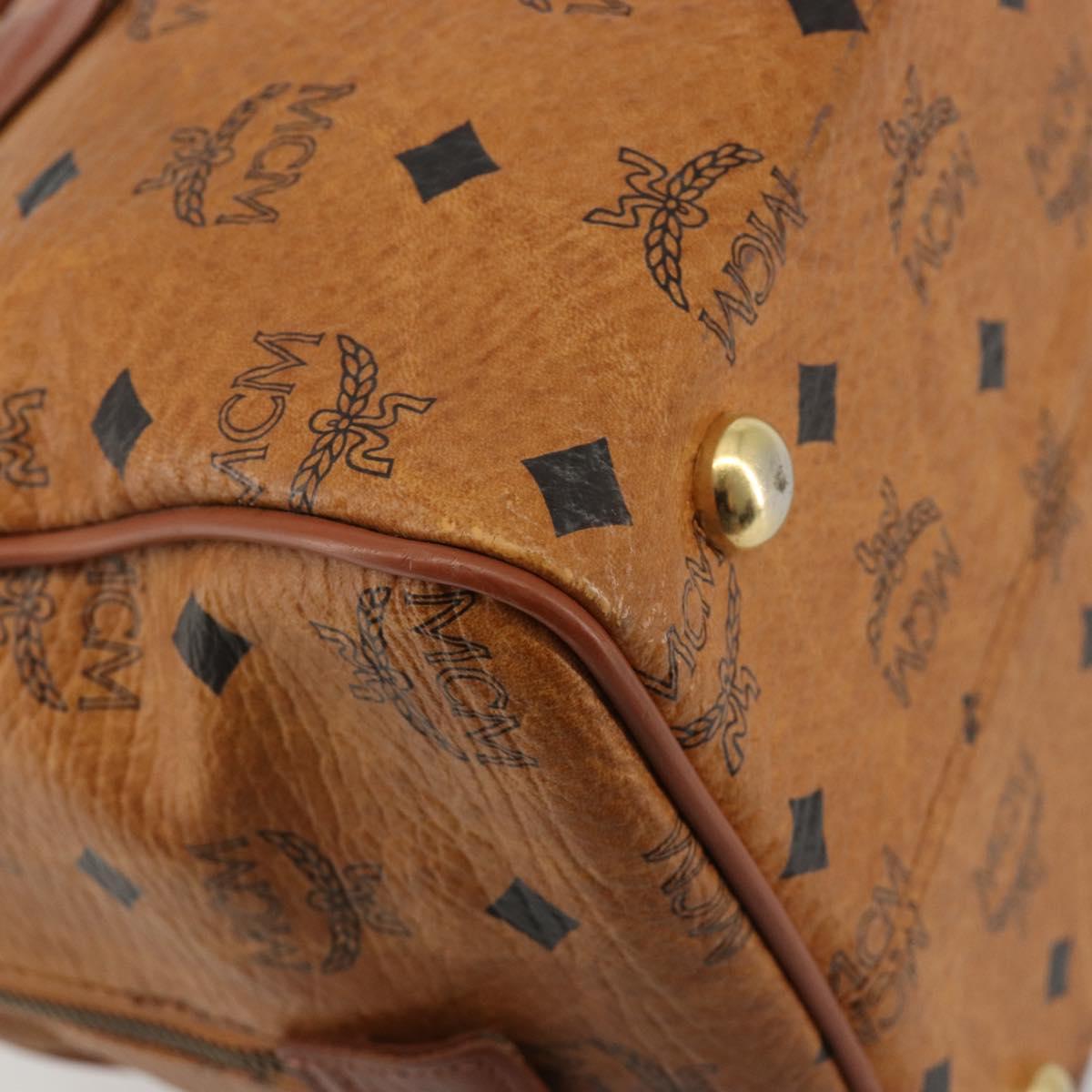 MCM Vicetos Logogram Hand Bag PVC Leather Brown Gold Auth 183174