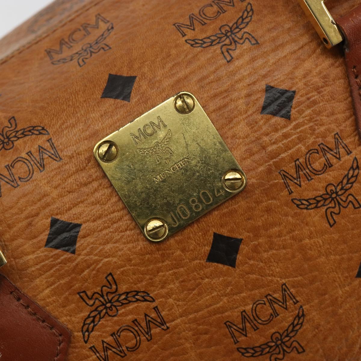 MCM Vicetos Logogram Hand Bag PVC Leather Brown Gold Auth 183174