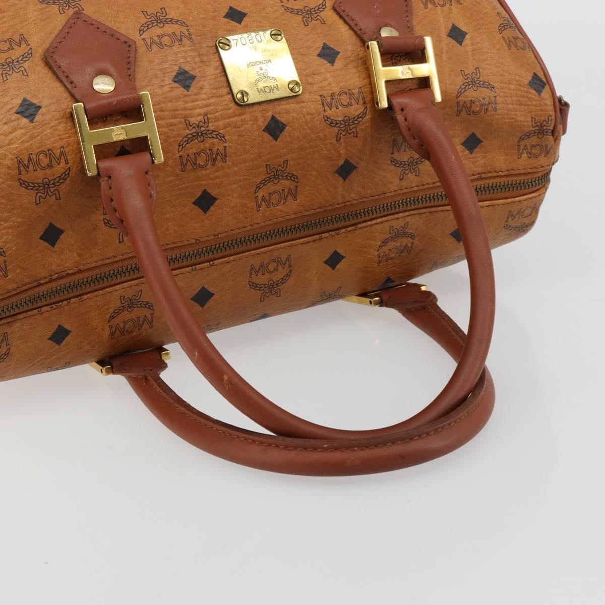 MCM Vicetos Logogram Hand Bag PVC Leather Brown Gold Auth 183174