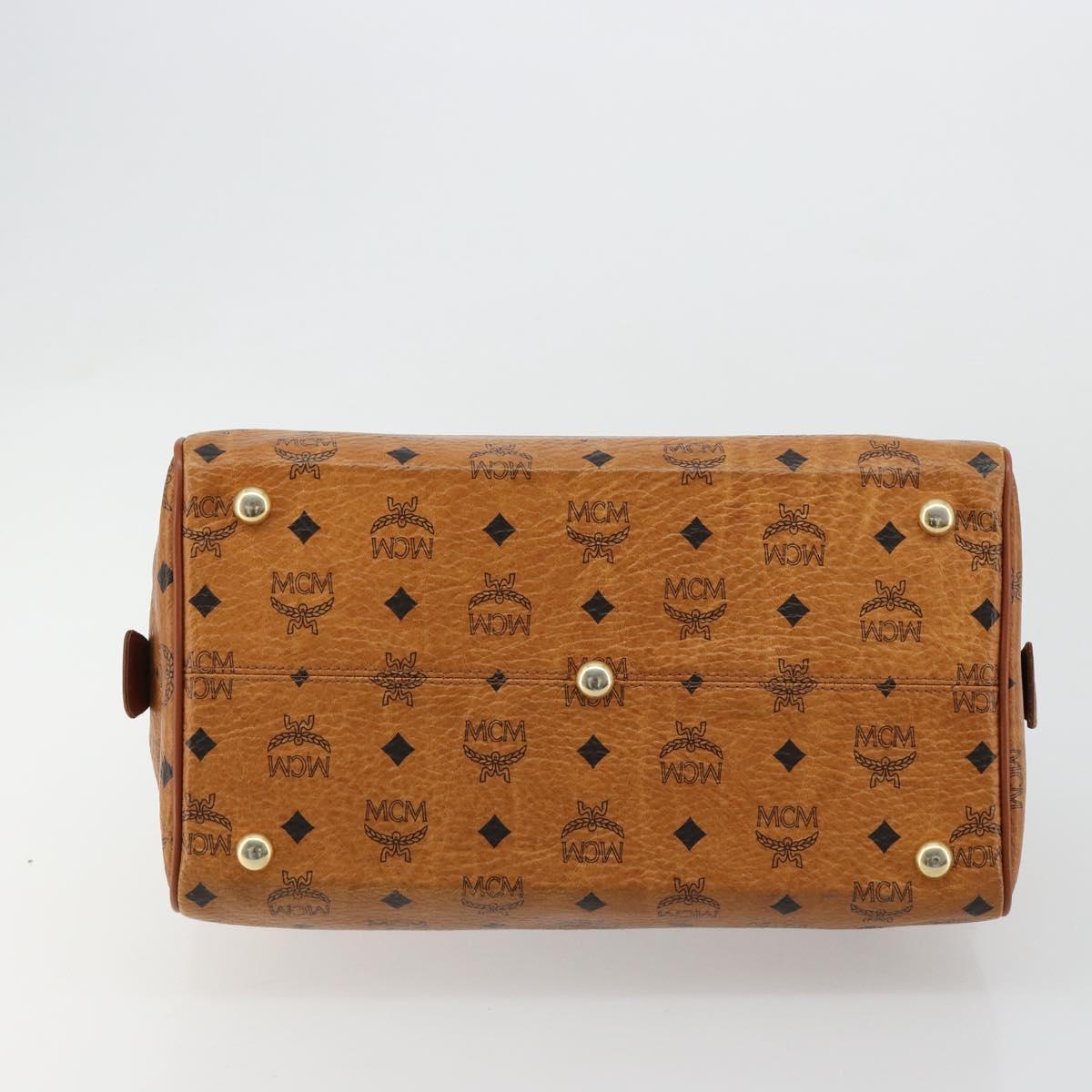 MCM Vicetos Logogram Hand Bag PVC Leather Brown Gold Auth 183174