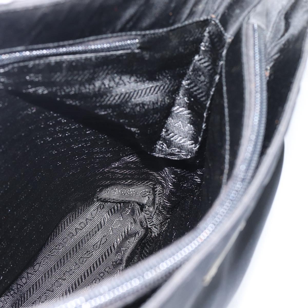 PRADA Hand Bag Nylon Black Silver Auth 183188A