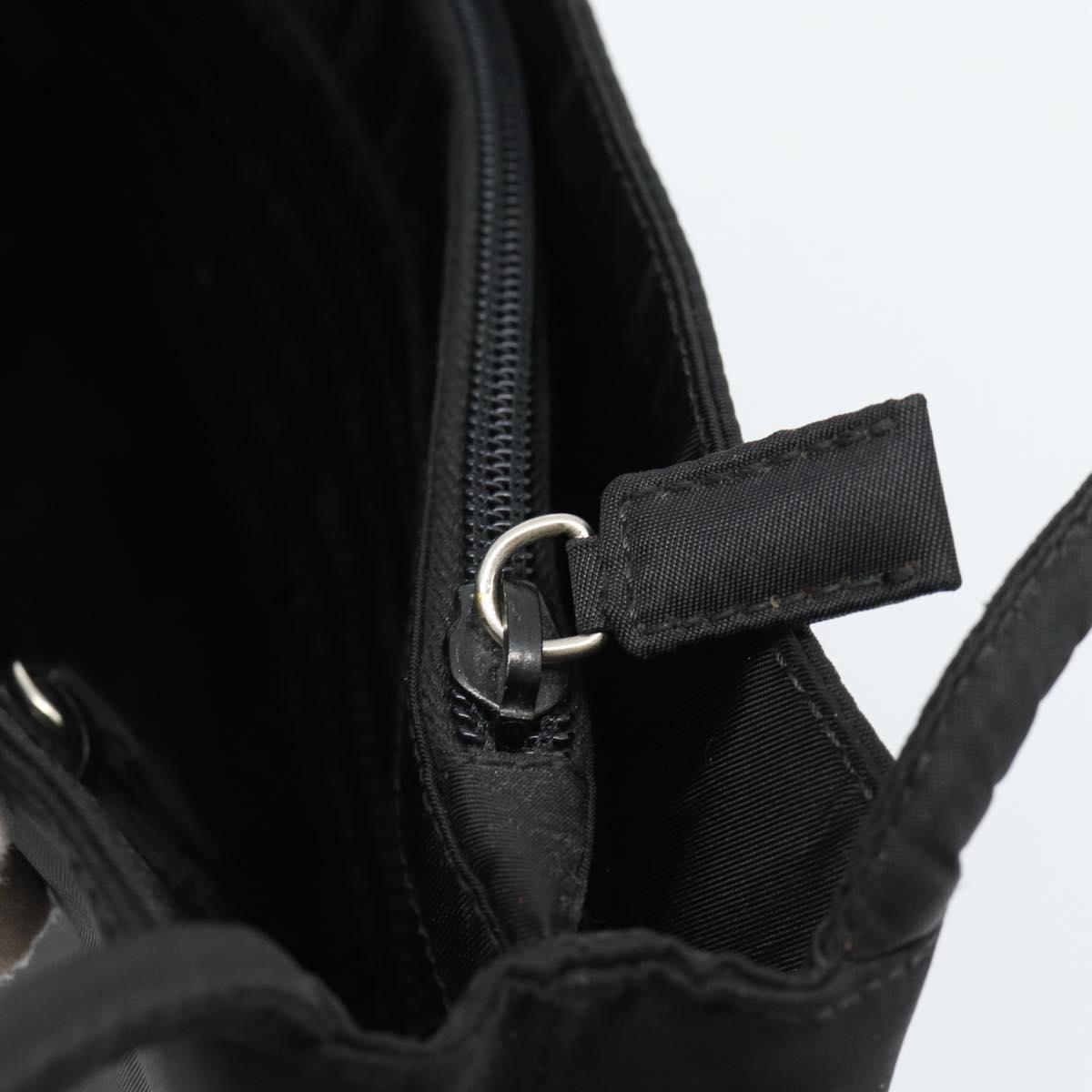 PRADA Hand Bag Nylon Black Silver Auth 183188A