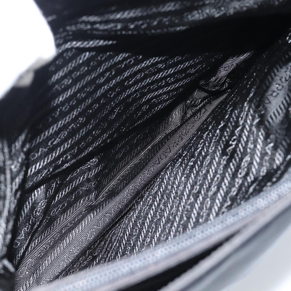 PRADA Hand Bag Nylon Black Silver Auth 183188A