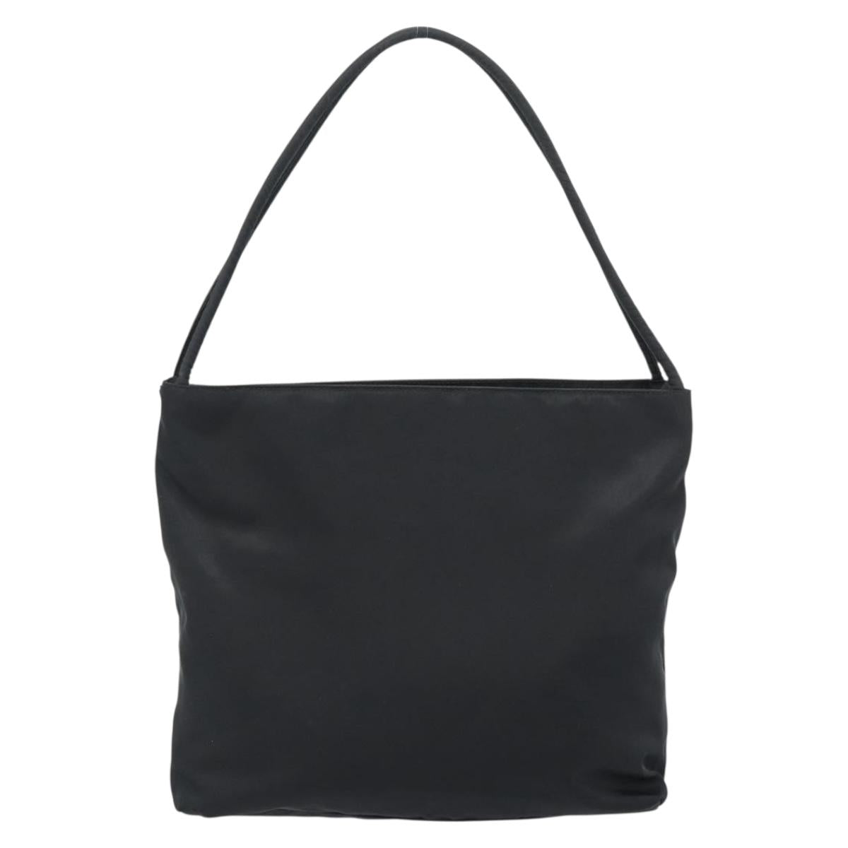 PRADA Hand Bag Nylon Black Silver Auth 183188A