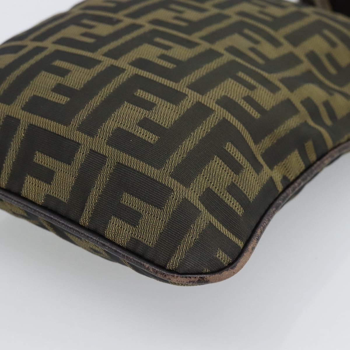 FENDI Zucca Canvas Shoulder Bag Black Brown Auth 183189