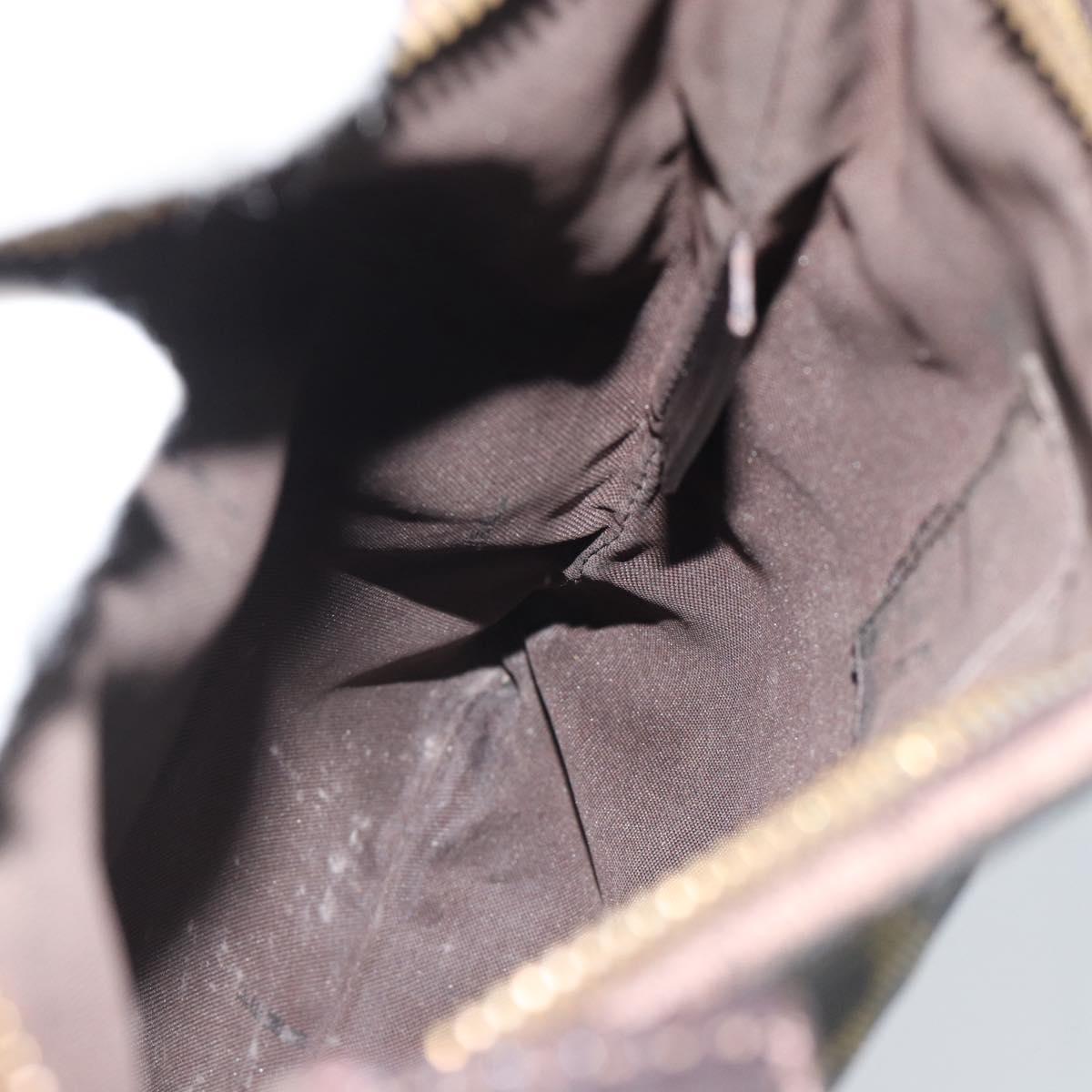 FENDI Zucca Canvas Shoulder Bag Black Brown Auth 183189