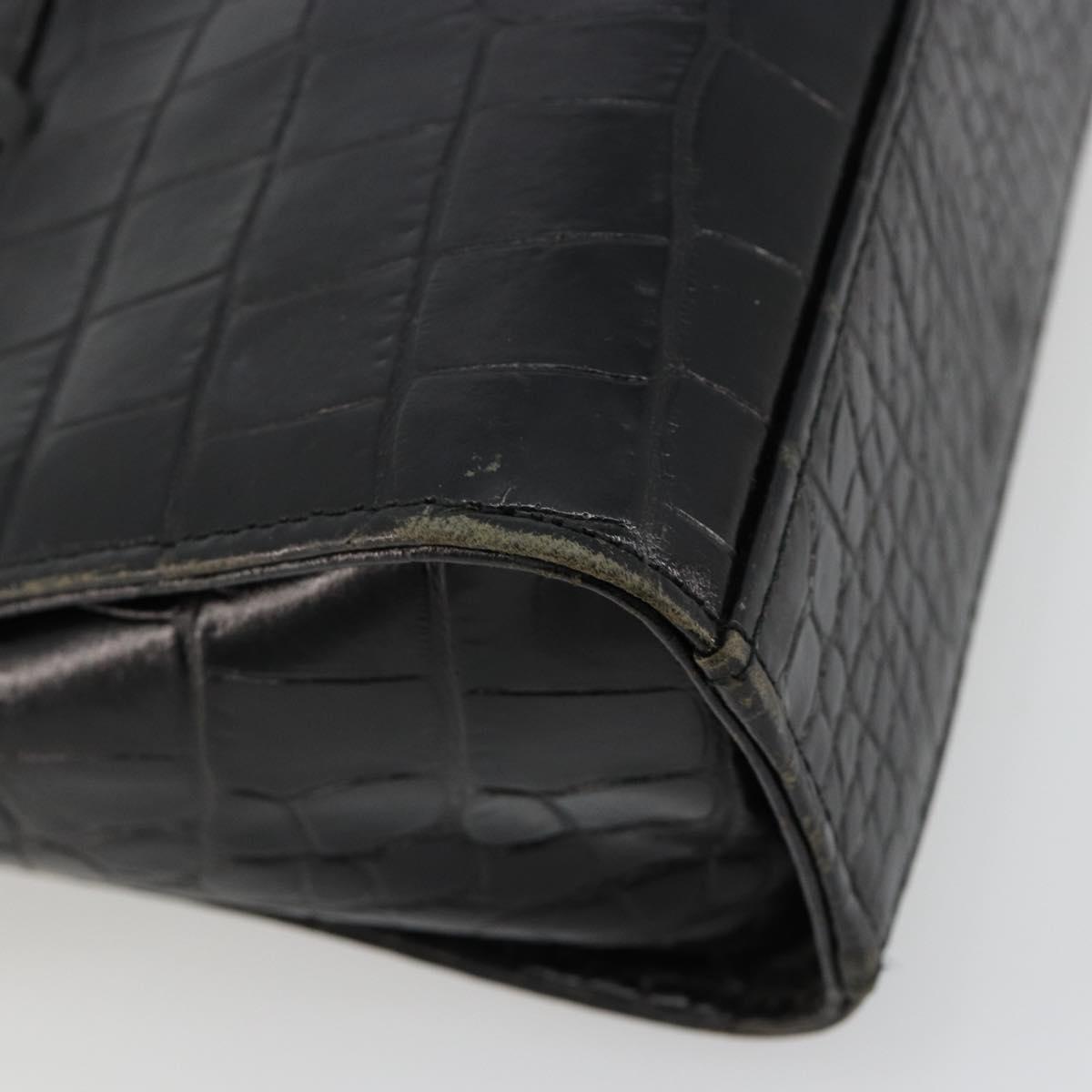 SAINT LAURENT Hand Bag Embossed leather Black Gold Auth 183192A