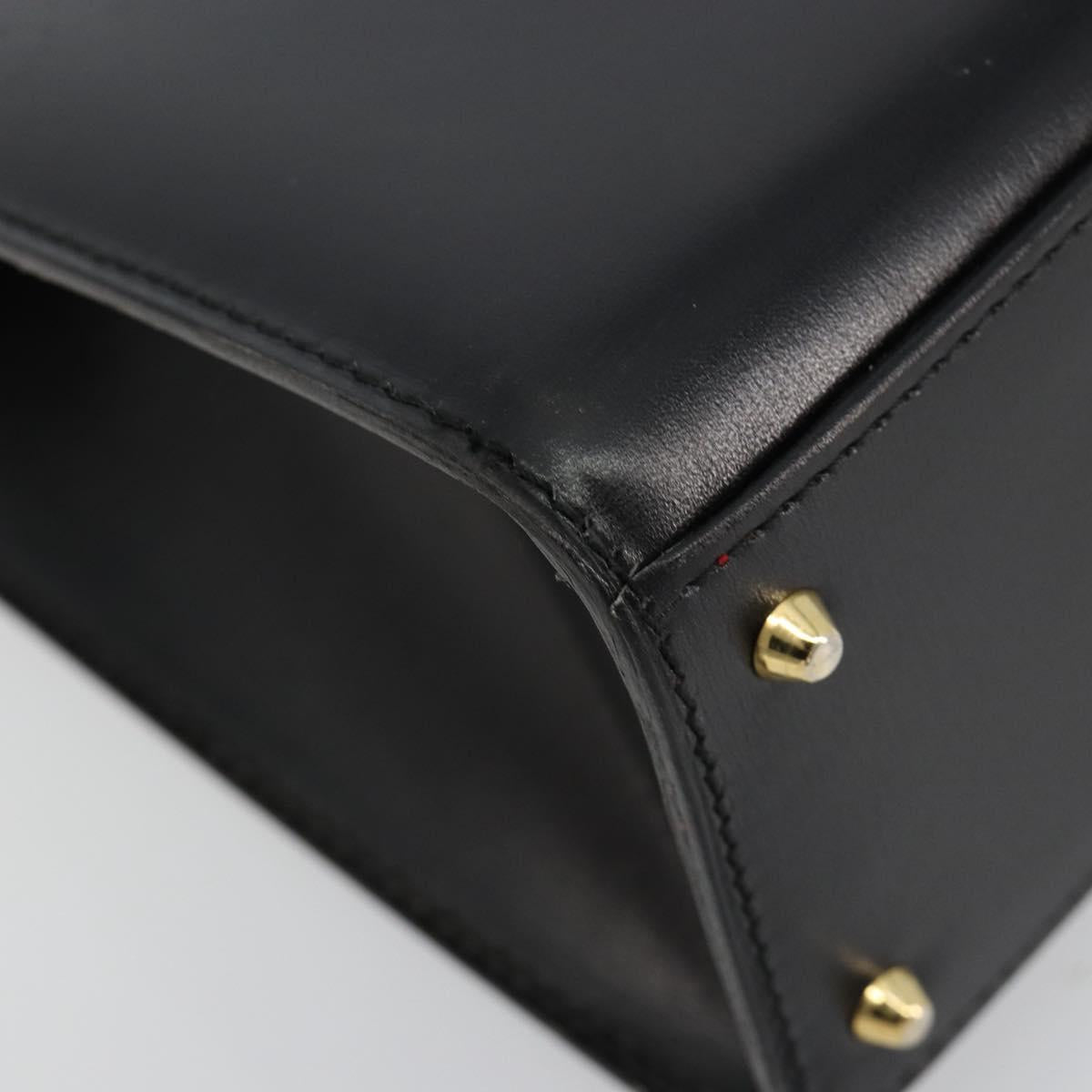 CELINE Hand Bag Leather 2way Black Gold Auth 183194SAV