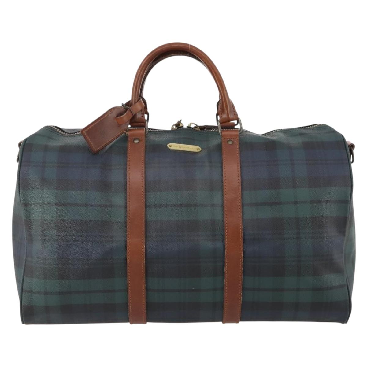 Polo Ralph Lauren Boston Bag Leather PVC Green Auth 183195A