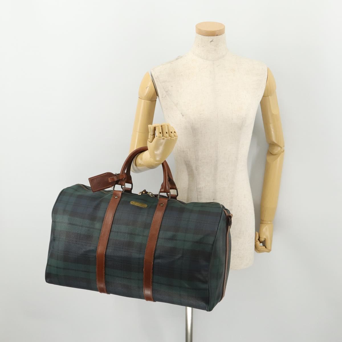 Polo Ralph Lauren Boston Bag Leather PVC Green Auth 183195A