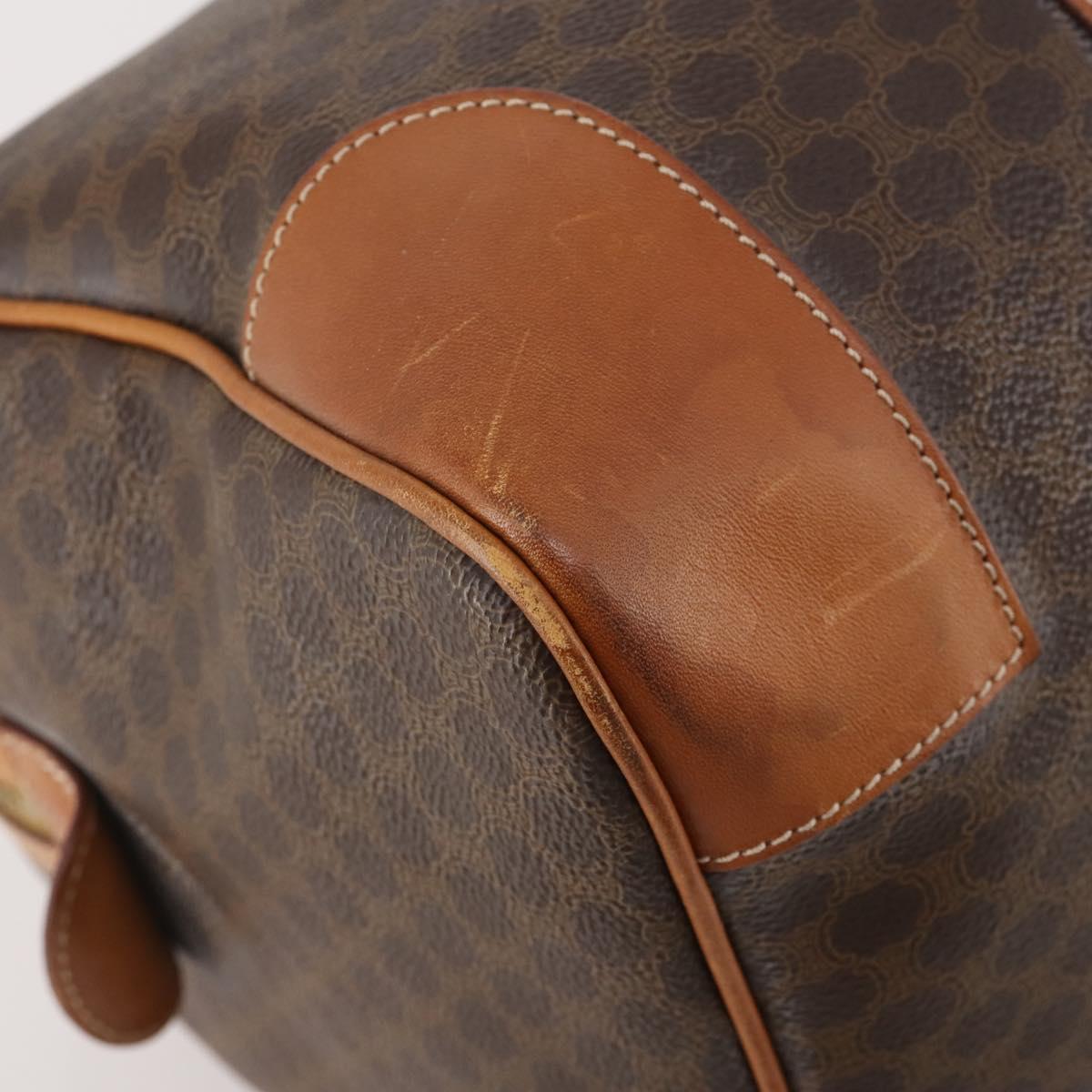 CELINE Macadam Canvas Boston Bag PVC Leather Brown Gold Auth 183196A
