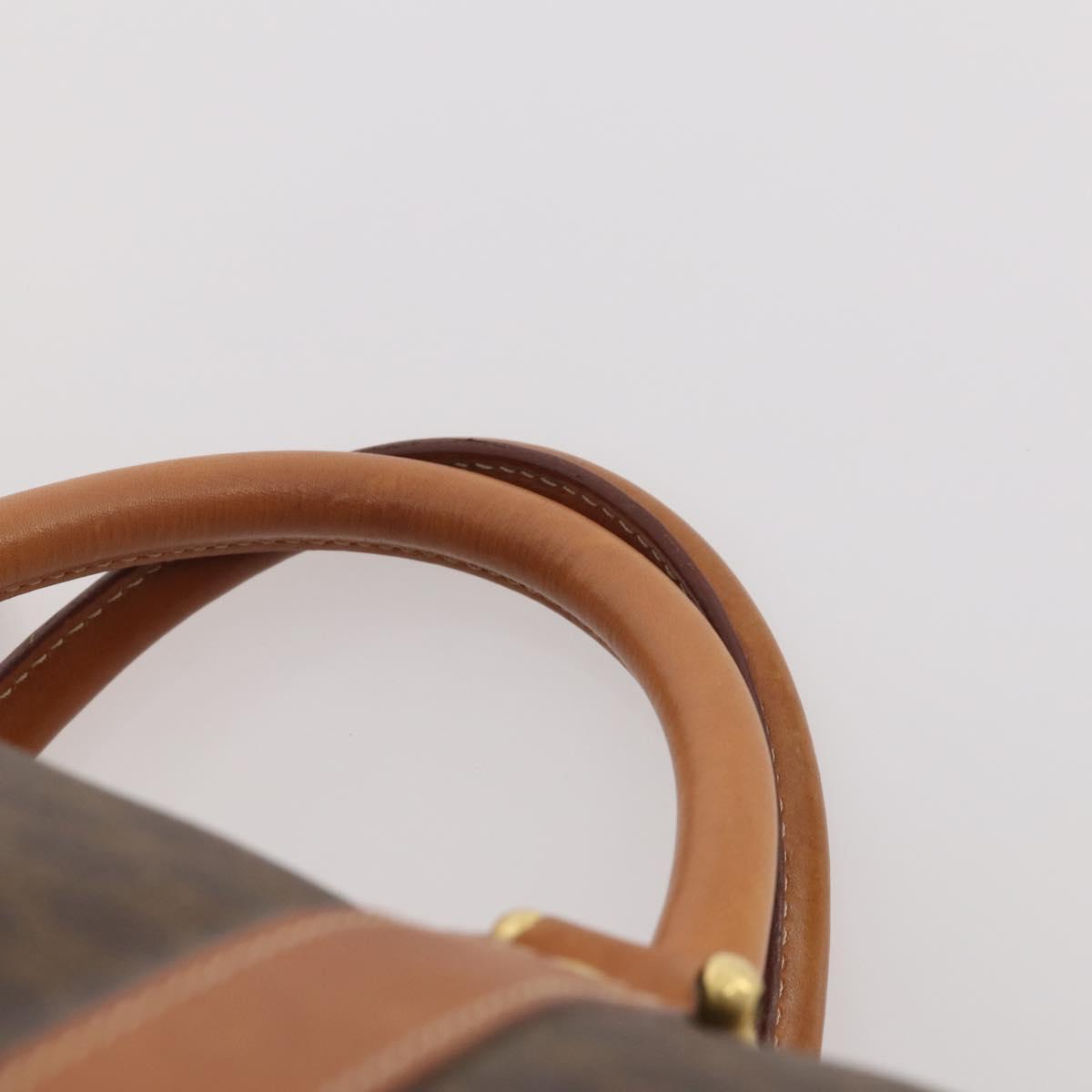 CELINE Macadam Canvas Boston Bag PVC Leather Brown Gold Auth 183196A