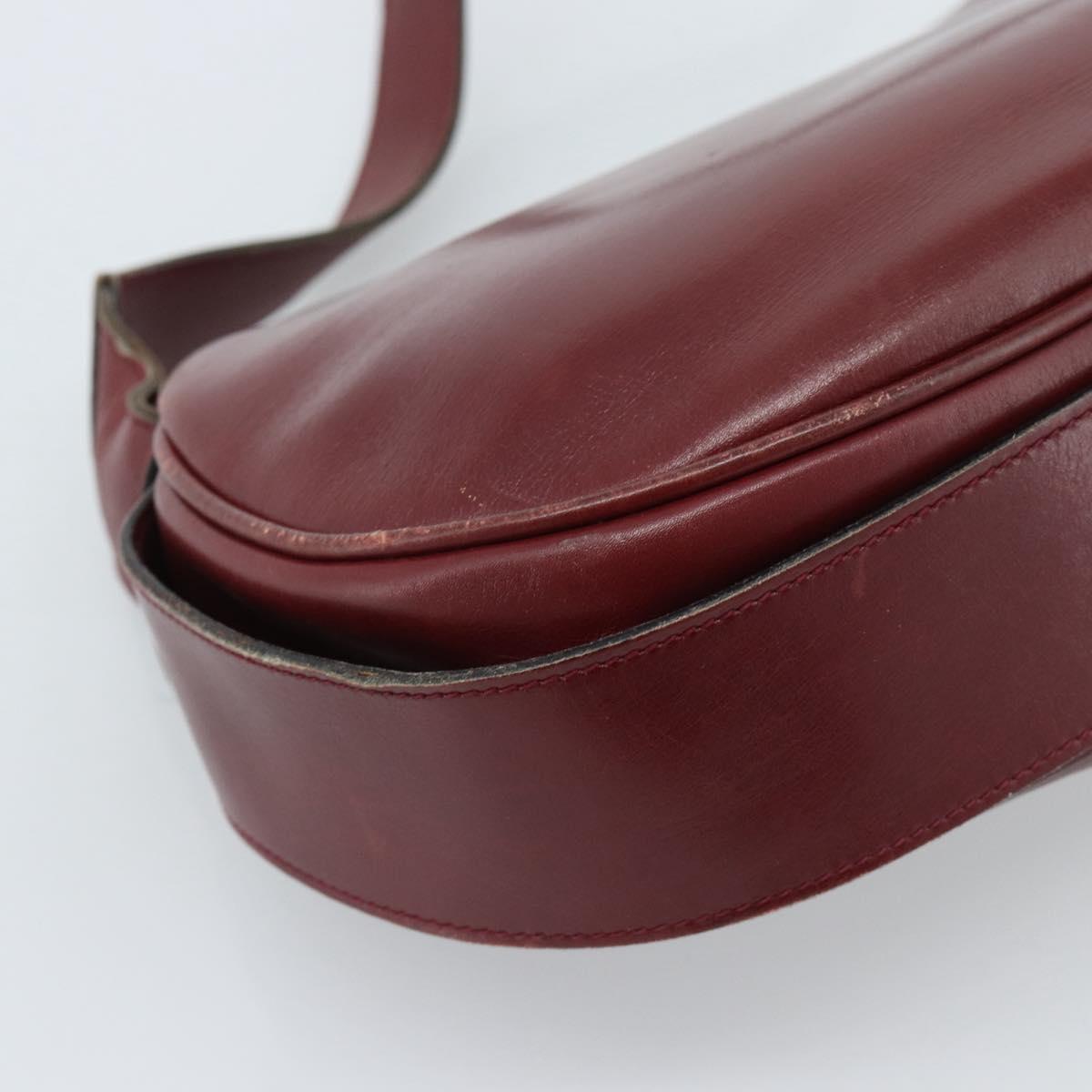GUCCI Shoulder Bag Leather Bordeaux Gold Auth 183197
