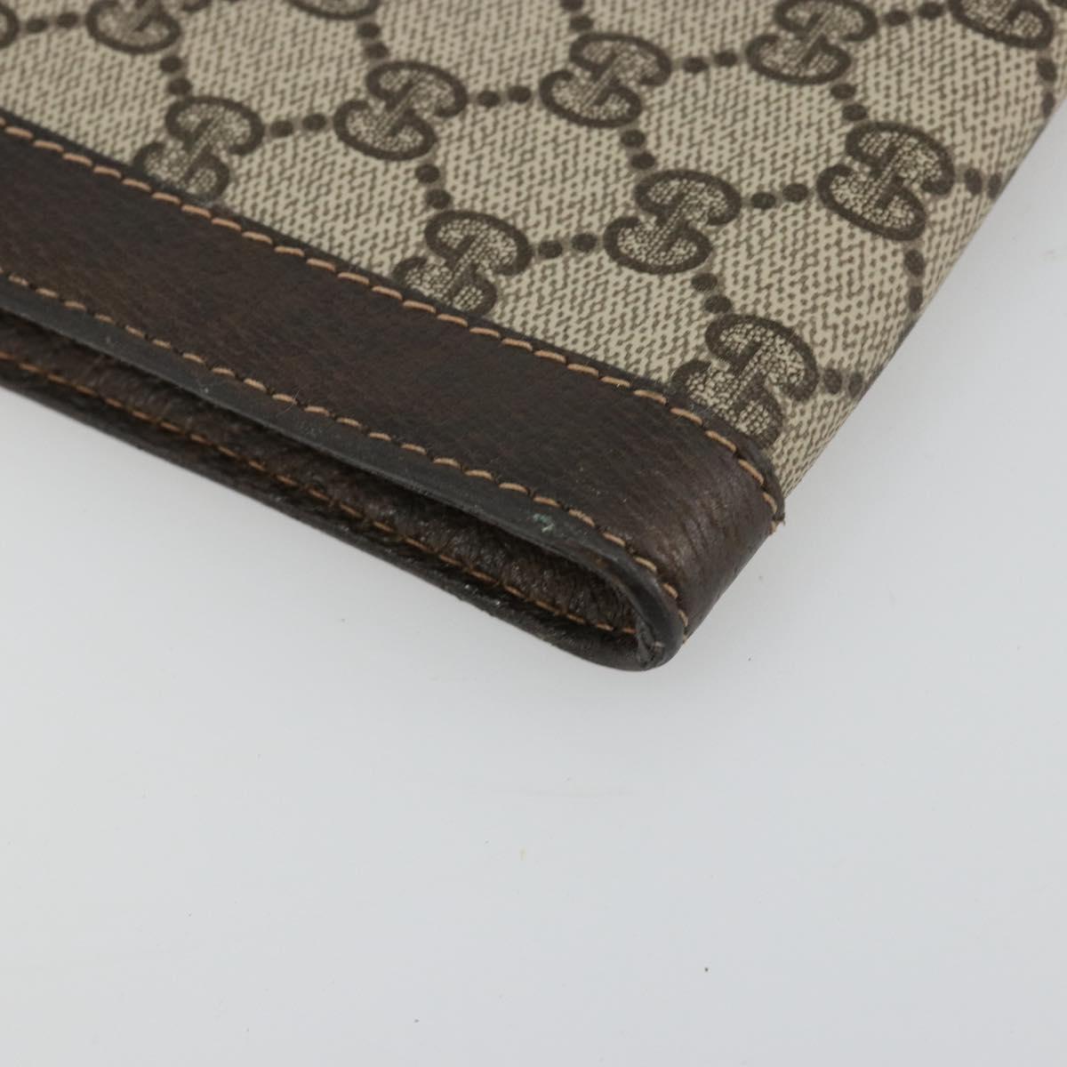GUCCI GG Supreme Clutch Bag PVC Beige Gold Auth 183198