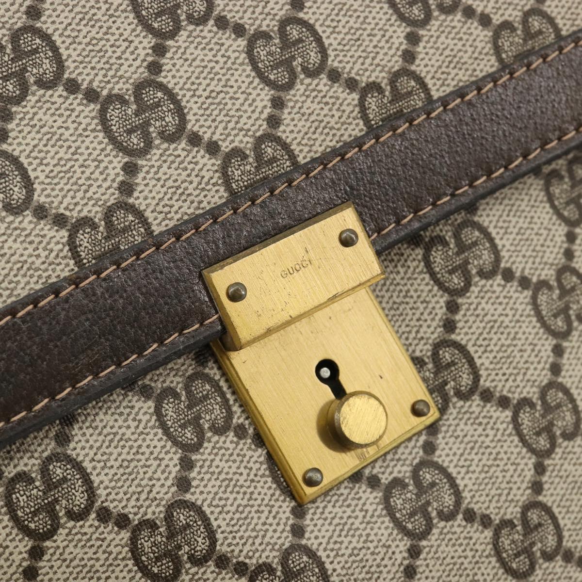GUCCI GG Supreme Clutch Bag PVC Beige Gold Auth 183198