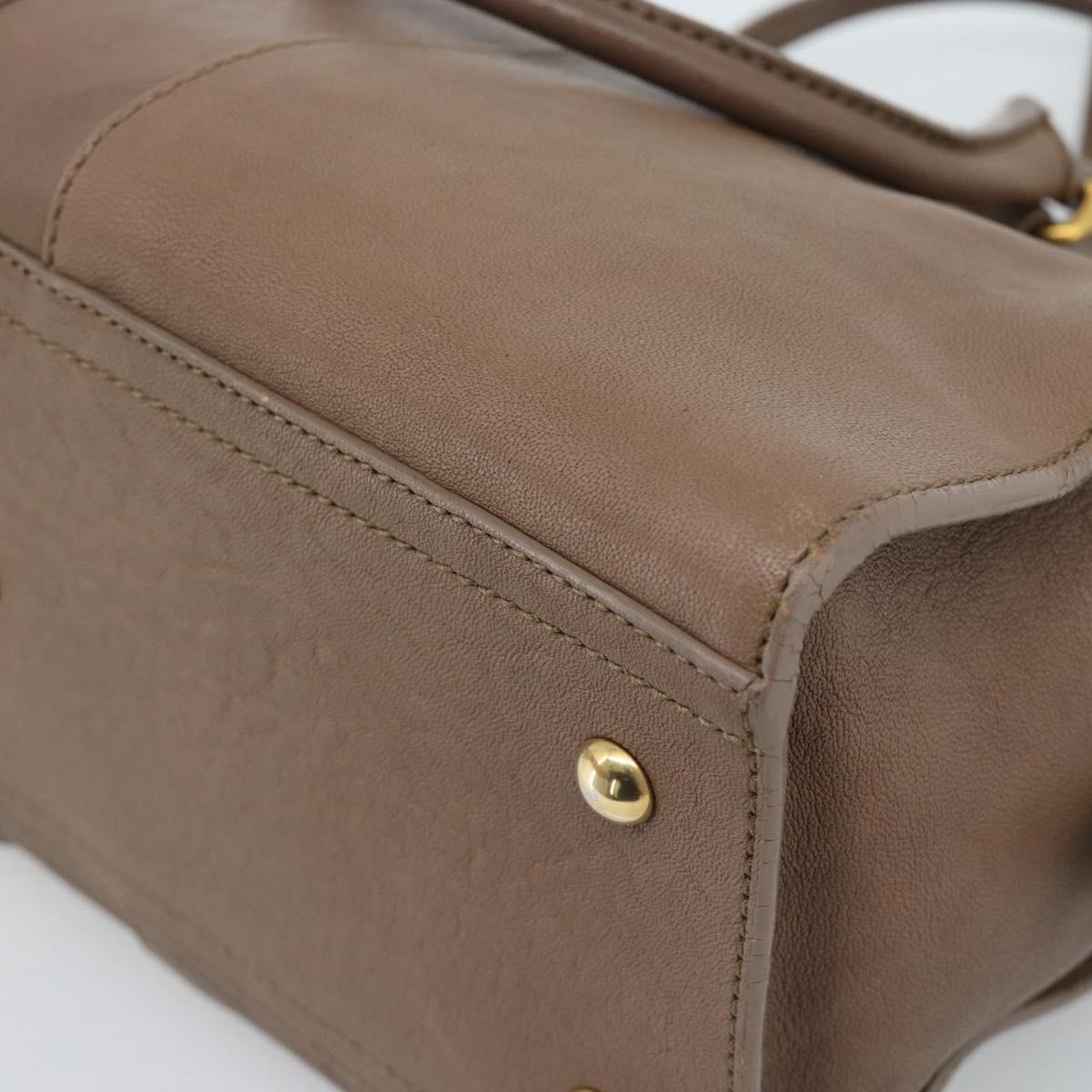 SAINT LAURENT Cavas chic Hand Bag Leather 2way Brown Gold 297957 Auth 183202A