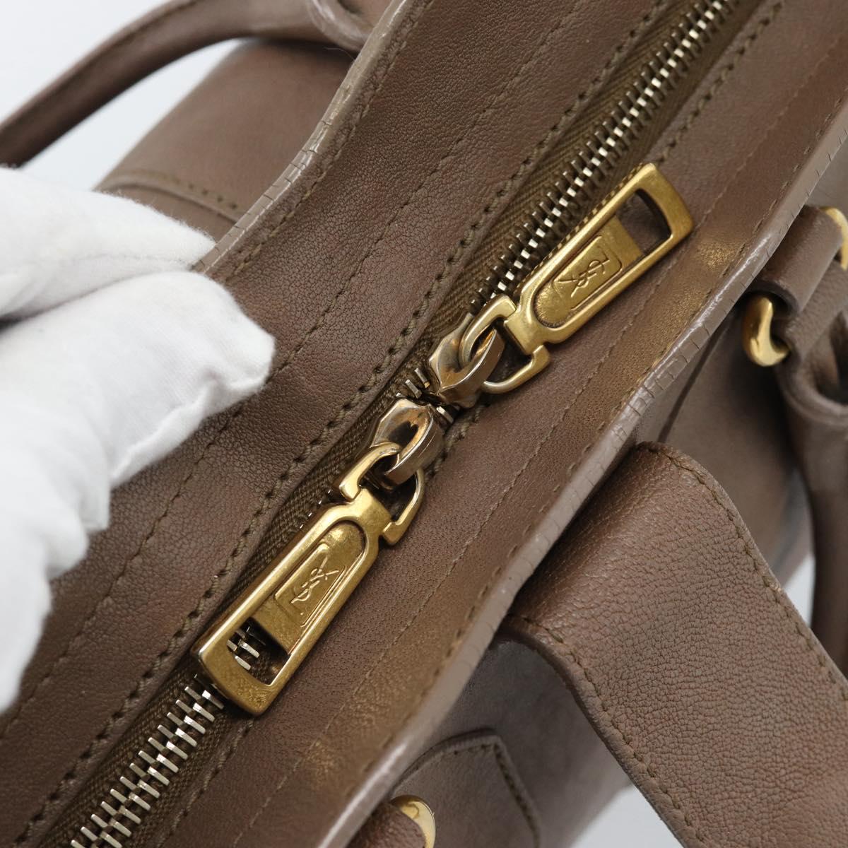 SAINT LAURENT Cavas chic Hand Bag Leather 2way Brown Gold 297957 Auth 183202A