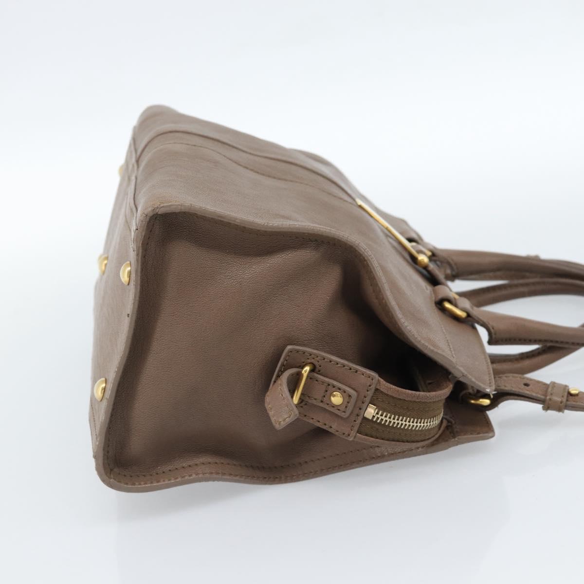 SAINT LAURENT Cavas chic Hand Bag Leather 2way Brown Gold 297957 Auth 183202A