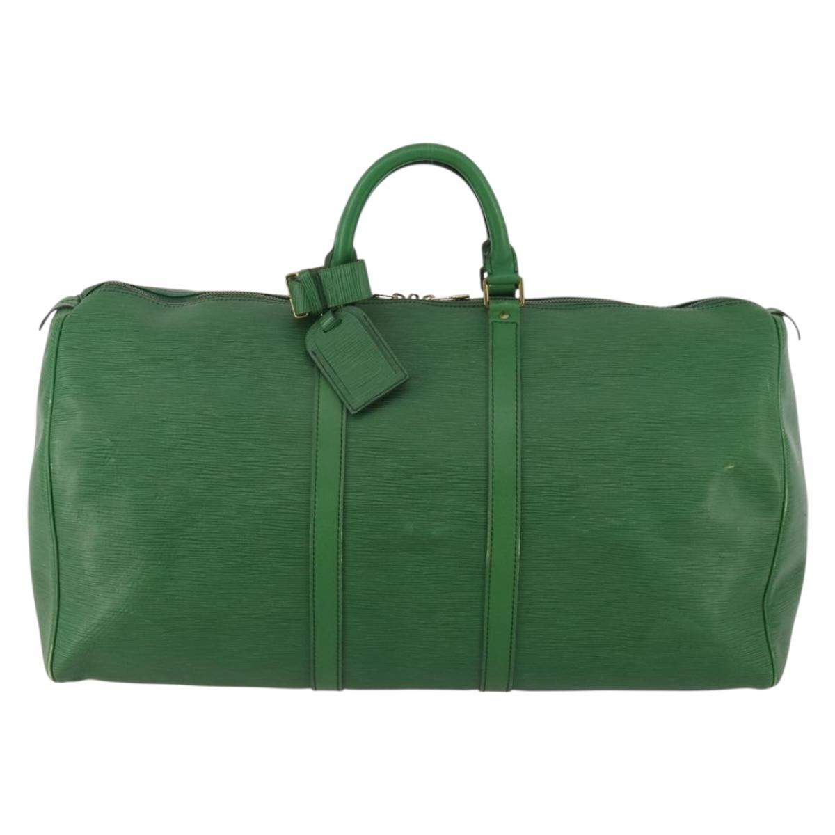 LOUIS VUITTON Epi Keepall 55 Boston Bag Green M42954 LV Auth 183211A