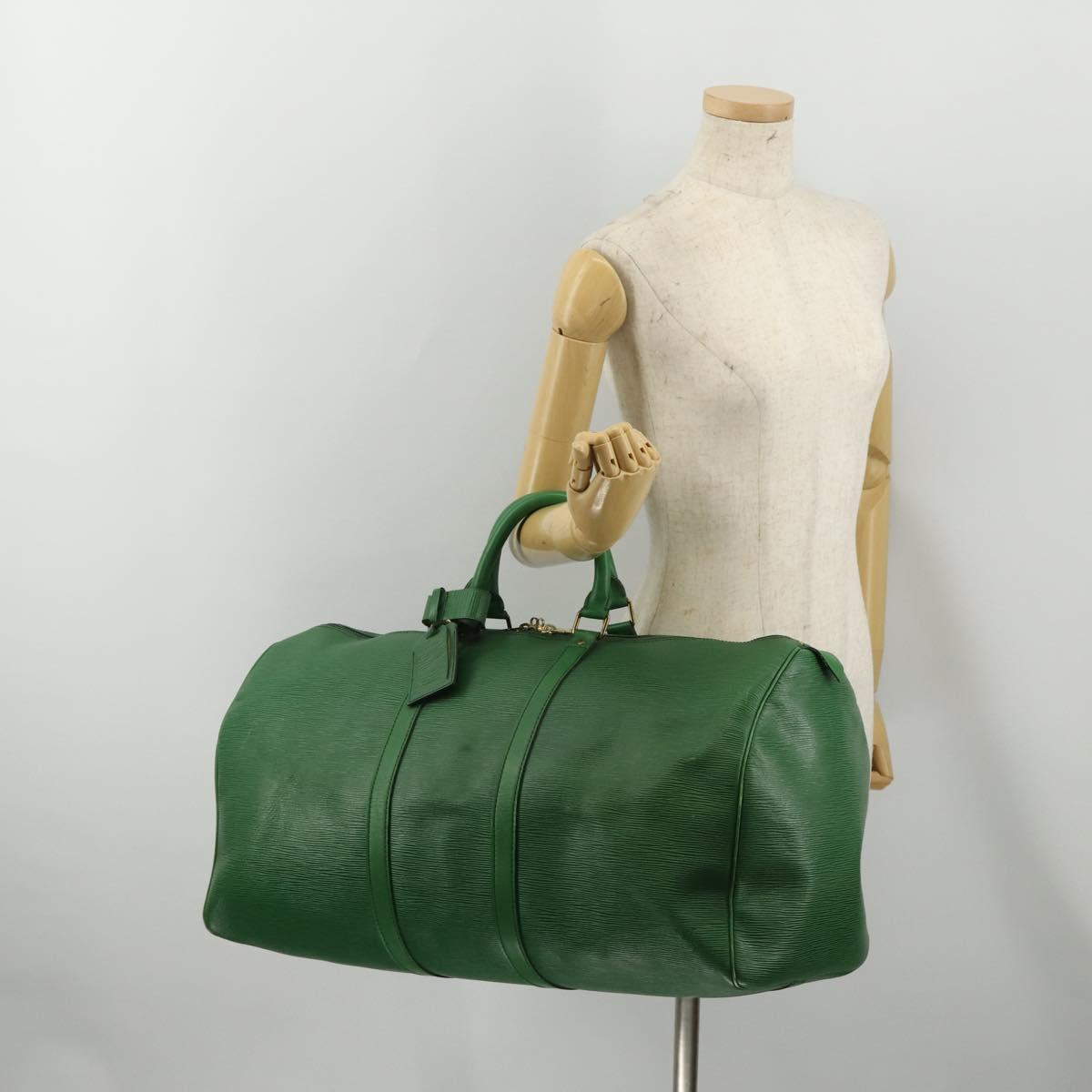 LOUIS VUITTON Epi Keepall 55 Boston Bag Green M42954 LV Auth 183211A