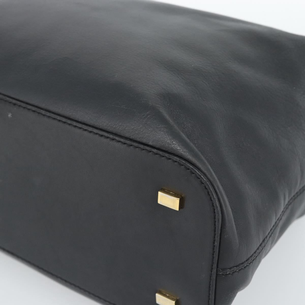 CELINE Hand Bag Leather Black Gold Auth 183214