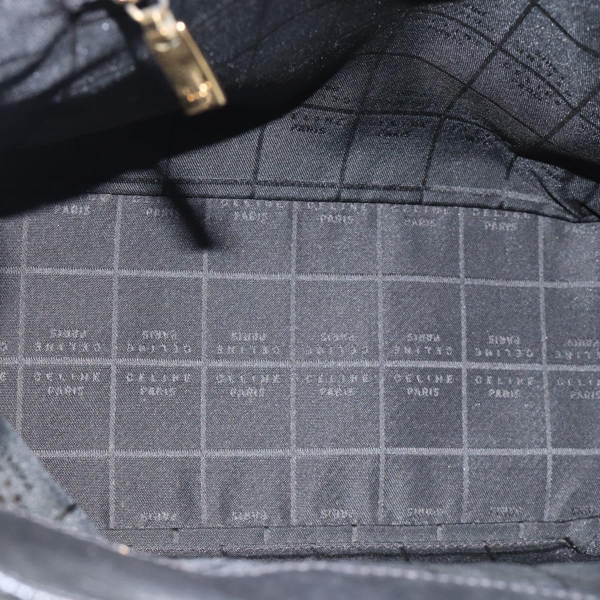 CELINE Hand Bag Leather Black Gold Auth 183214