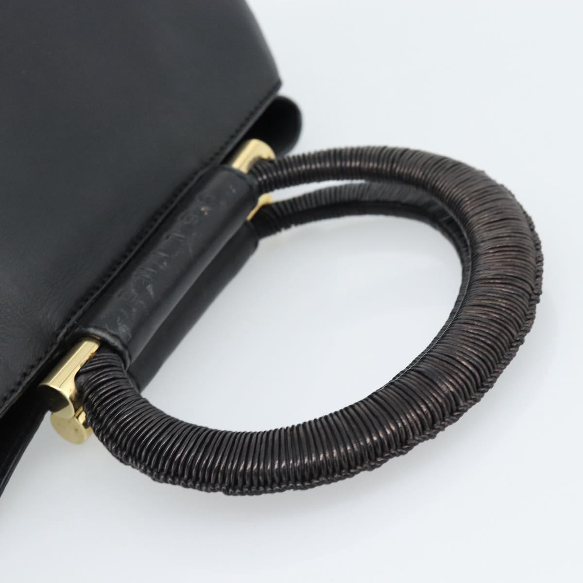 CELINE Hand Bag Leather Black Gold Auth 183214
