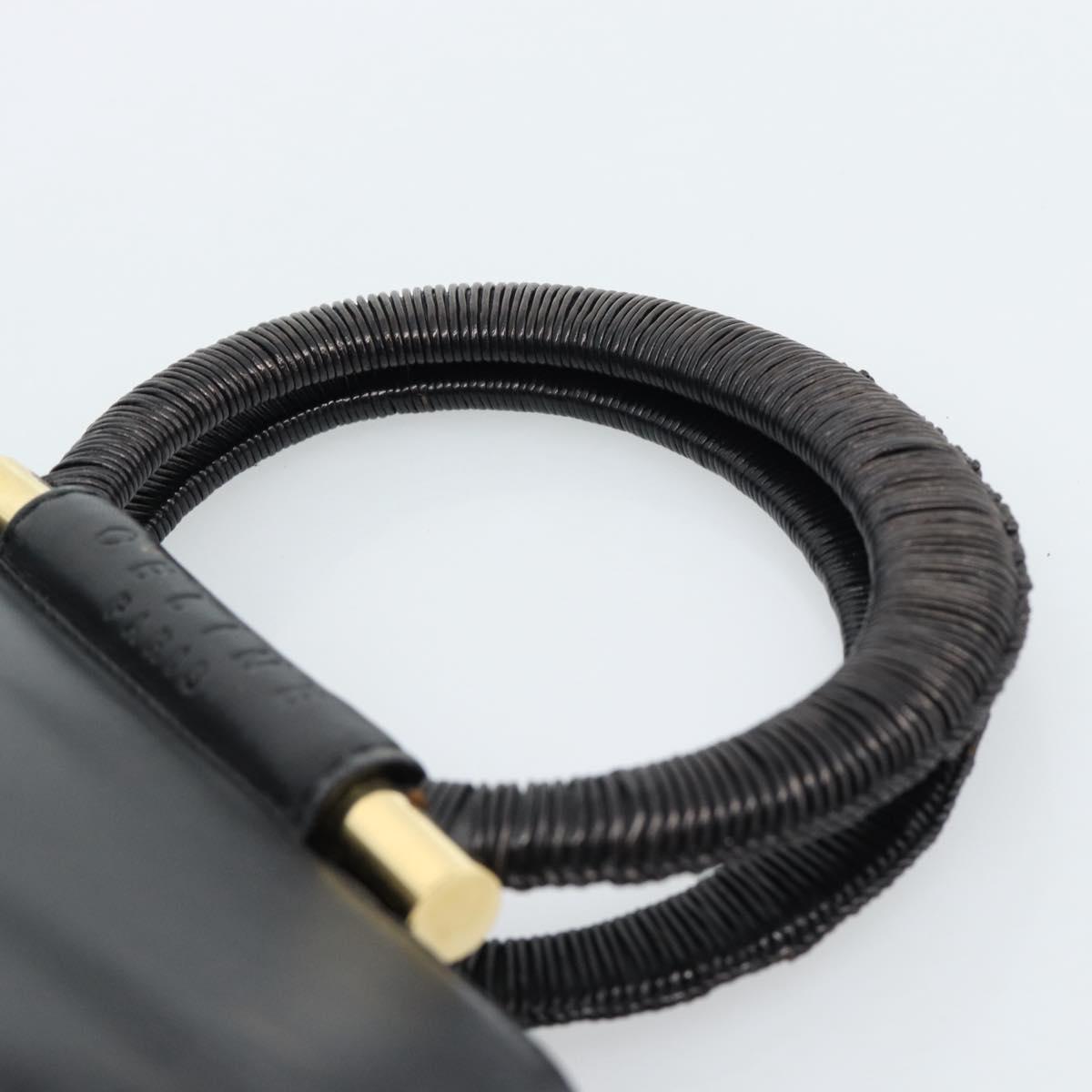 CELINE Hand Bag Leather Black Gold Auth 183214