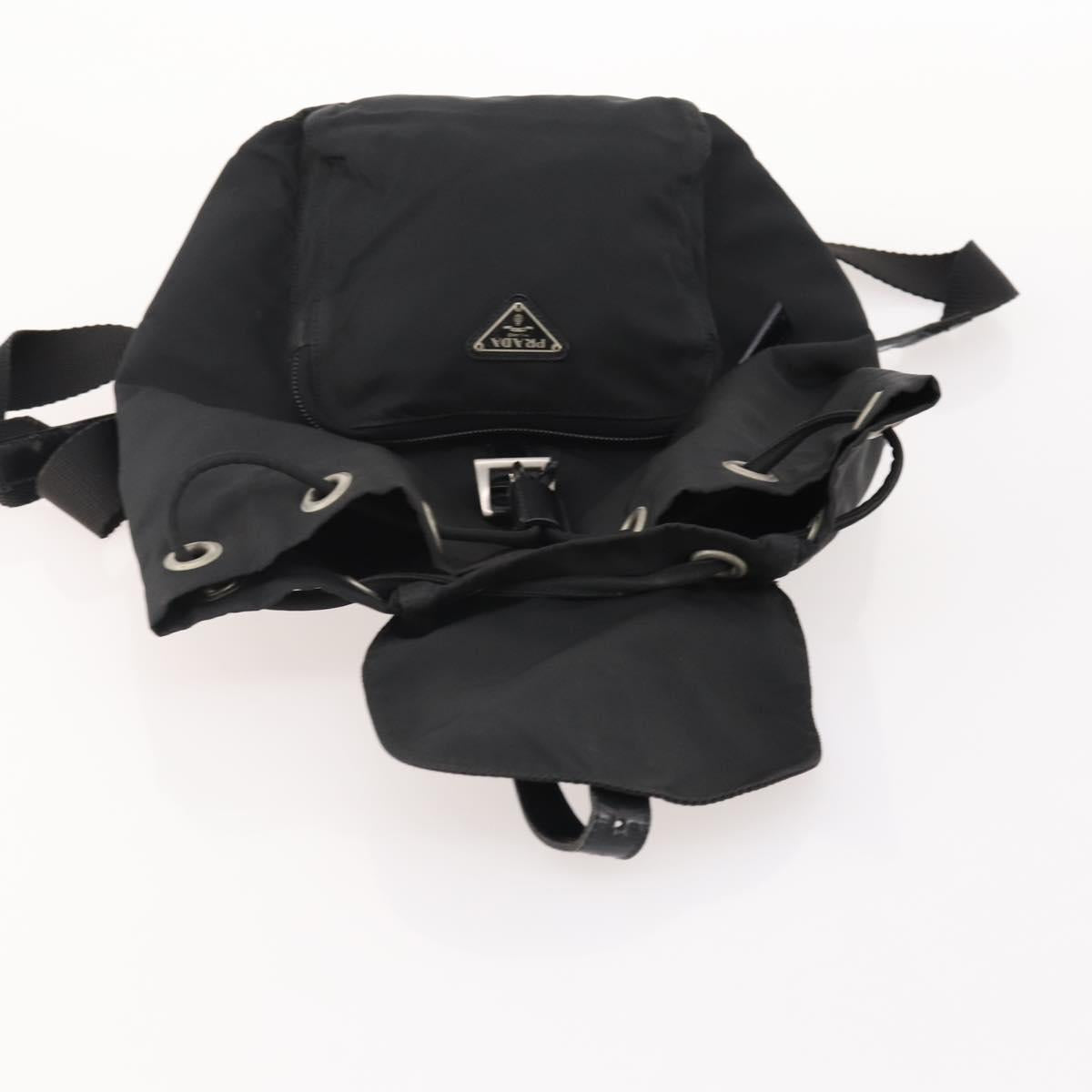PRADA Backpack Nylon Black Silver Auth 183221